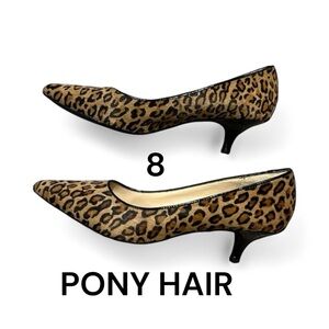 MODA REFLEX LE CHATEAU 🇨🇦 Sz 8 Leopard Print Pony Hair Leather Black Patent